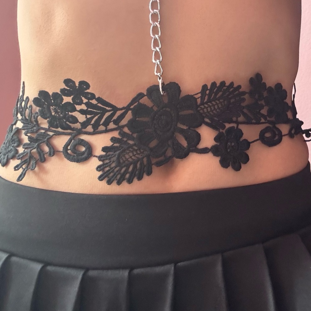 Floral Lace Choker & Waist Belt lingerie accessory